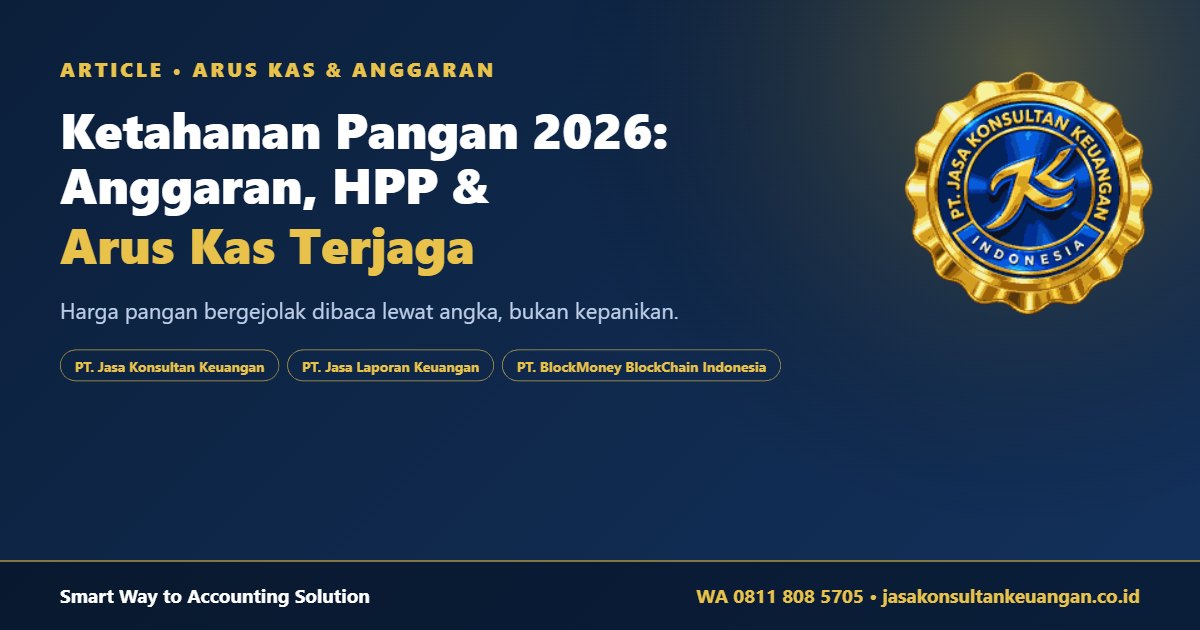 Ketahanan Pangan 2026 Anggaran HPP dan Arus Kas - PT Jasa Konsultan Keuangan