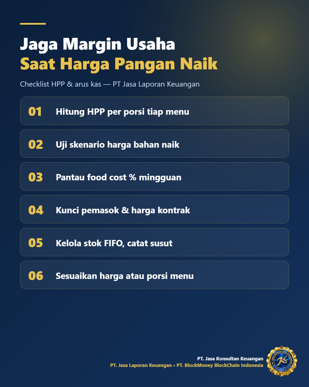 Infografis Checklist HPP Usaha Kuliner Saat Harga Pangan Naik - Jasa Laporan Keuangan
