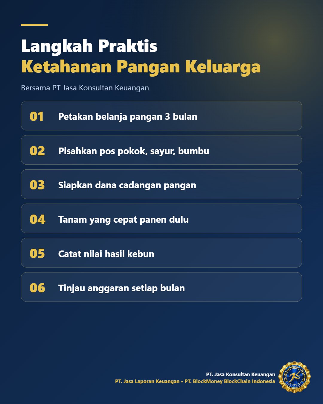 Infografis Langkah Praktis Ketahanan Pangan Keluarga - Jasa Konsultan Keuangan