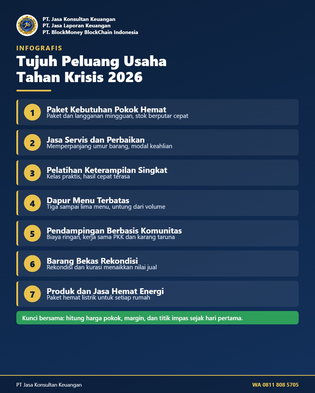 JasaKonsultanKeuangan - Tujuh Peluang Usaha Tahan Krisis Infografis Tujuh Peluang Usaha Tahan Krisis 2026 - Jasa Accounting Service PT Jasa Konsultan Keuangan